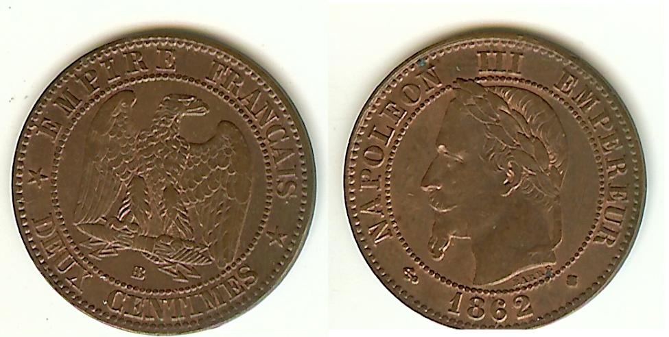 2 Centimes Napoléon III 1862BB Strasbourg SUP